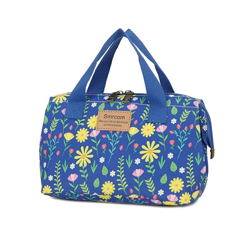 Makeup Bag Cosmetic Bag For Women Girl Travel Makeup Bag Toilet Bag Zipper Organizer Bag Waterproof - color: Blue yellow flower