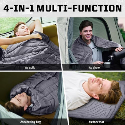 1TG Tactical Camping Blanket, Packable, Lightweight Camp Quilt with Zipper, Multifunctional Outdoor Sleeping Blanket for Backpacking, Travel, Stadium, Beach