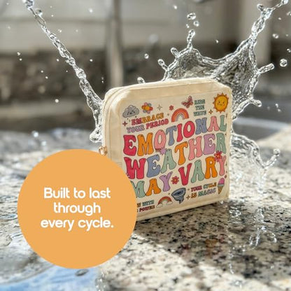 Period Bag – Compact Discreet Tampons & Pad Pouch with Waterproof Lining, Cute & Stylish Period Pouches - color: Rainbow