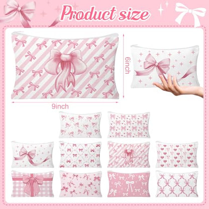 30pcs Pink Bow Makeup Bag Coquette Cosmetic Bags for Women Elegant Bow Preppy Pink Pouch Travel Toiletry Bag for Women Girls Mothers Day Gifts - style: Bow