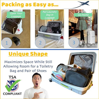 Travel Laundry Bags for TSA Compliant Carry On Luggage. Laundry bag travel, Travel Essentials, Cruise Essentials 2025, Luggage Sets, Packing Cubes (Black, 2-Pack)