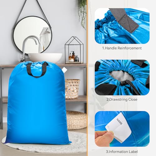 Isink Extra Large Heavy Duty Laundry Bag - 28" x 40", Travel Laundry Bag for Dirty Clothes, Light Blue - color: Extra Large Laundry Bag With Handles (Light Blue)