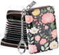 FurArt Zipper Wallet Women, RFID Blocking Credit Card Wallet, Business Card Holder, Compact Size KeyChain Wallet - color: Artistic Flower