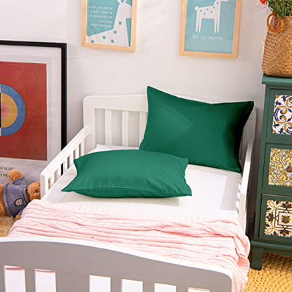 NTBAY Egyptian Cotton Toddler Pillowcases - Set of 2 - Travel Pillow Cases - 500 Thread Count Cotton 13x18 Pillow Covers - Envelope Closure Nursery Pillowcases, 13x18 Inches, Dark Green - color: Dark Green