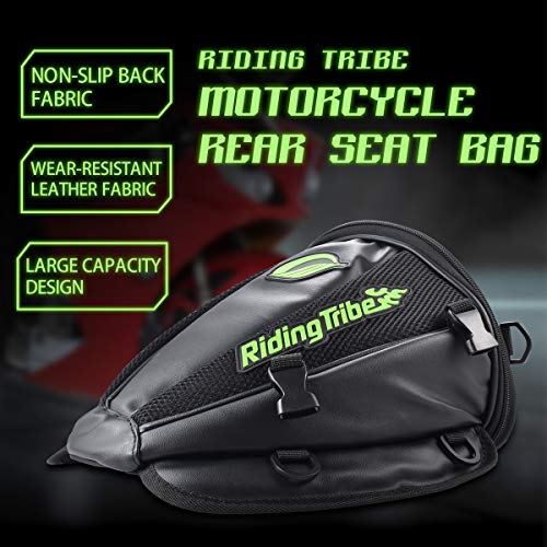 KATUR Motorcycle Backseat Tank Bag Multifunctional Waterproof PU Leather Storage Saddle Bag Motorbike Rear Seat Super Light Tail Accessories Bags -Black