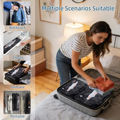 Fuloon Space Saver Vacuum Storage Bags, 20-Inch Travel Compression Bags for Air Travel, Business Trip, Carry-On Suitcases & Backpack, Black (1 Pack, Without Pump) - size: 1 Pack Without Pump