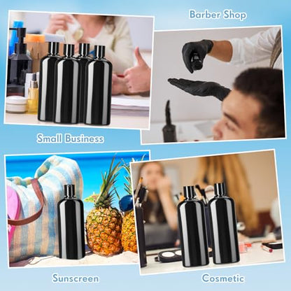 Domensi 24 Pcs Plastic Bottle Squeeze Containers with Disc Cap Travel Bottles Reusable Empty Toiletries Shampoo Containers Refillable Travel bottles for Shampoo Lotions (10oz,Pure Black) - color: Pure Black, size: 10oz