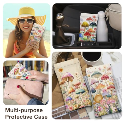 Eyeglass Cases 4 Pack,Boho Floral Pattern Sunglasses Case,PU Leather Soft Eye Glass Pouch for Women Men Student - color: Beige