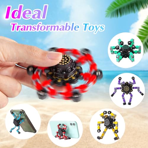 Gokeey 5 Pcs Transformable Fidget Spinners Toys for Kids and Adults, Stress Relief Sensory Toys for Boys and Girls Fingertip Gyros for ADHD Autism Quiet Airplane Travel Toys Essentials Party Favors - style: fidget toys 5pc
