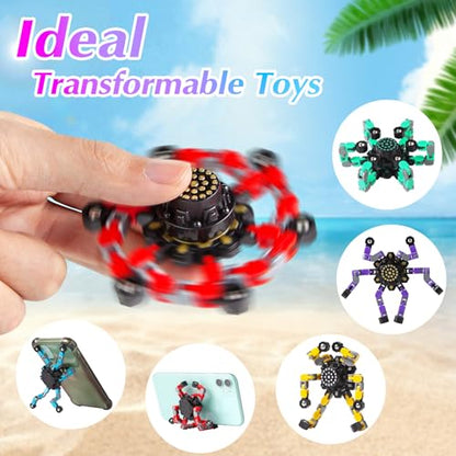 Gokeey 5 Pcs Transformable Fidget Spinners Toys for Kids and Adults, Stress Relief Sensory Toys for Boys and Girls Fingertip Gyros for ADHD Autism Quiet Airplane Travel Toys Essentials Party Favors - style: fidget toys 5pc