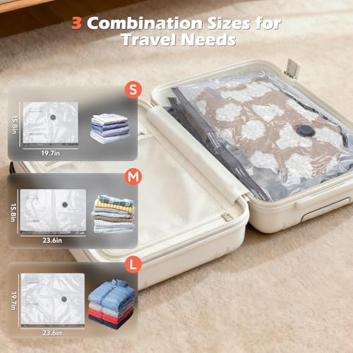 Travel Vacuum Bags with Wireless Charging Air Pump, 12 Pack Vacuum Seal Bags with 3 Sizes for Clothing Travel, Space Saver for Luggage, Business Trip, Home Storage, - size: 12 Combo Pack