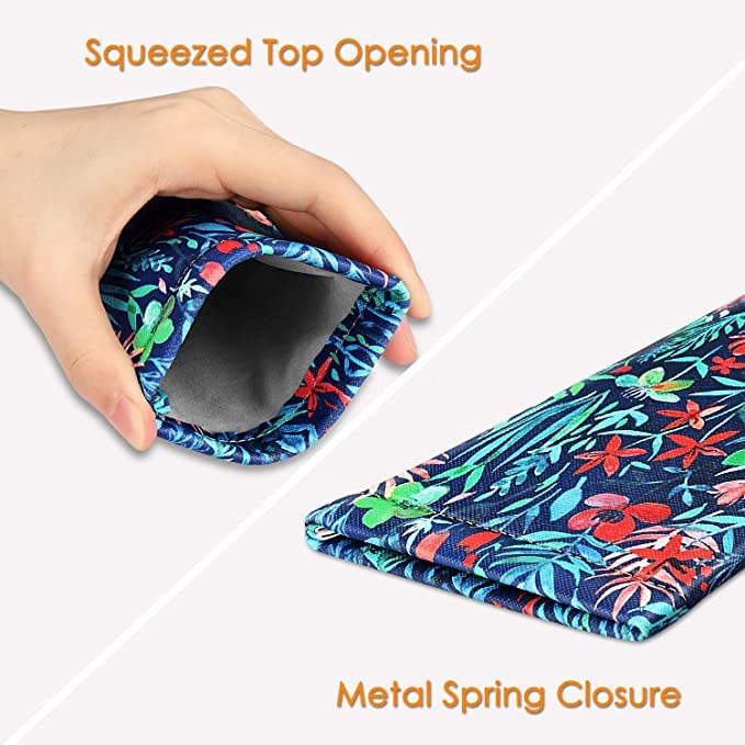 [2 Pack] Fintie Eyeglasses Pouch with Cleaning Cloth, Portable Squeeze Top Leather Glasses Case Sunglasses Bag, Jungle Night + Emerald Marble - color: Jungle Night + Emerald Marble