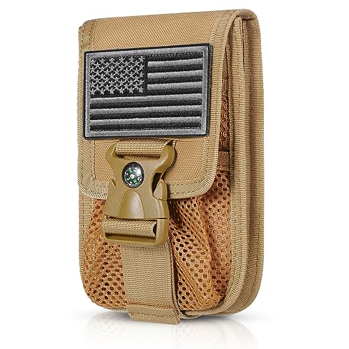SOWHUP Tactical Molle Pouch Cell Phone Pouch Holster Small Utility EDC Pouch Gadget Organizer Bag - color: Tan3