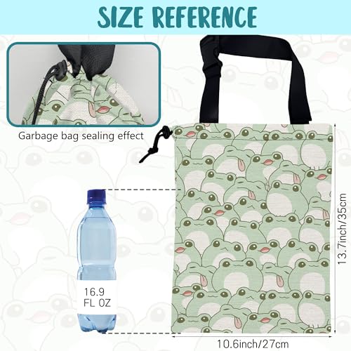 Car Garbage Bag Cute Frog Kiddie Hanging Canvas Car Trash Bag Waterproof Drawstring Car Back Seat Organizer for Car Back Front Seat Console with Adjustable Buckle - color: Cute Frog Kiddie