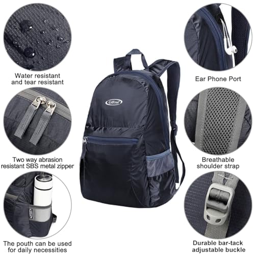 G4Free 20L Lightweight Packable Backpack Travel Hiking Daypack Foldable Backpack for Men Women - color: A-dark Grey