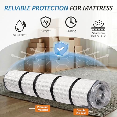 Storage Logic Foam Mattress Vacuum Bag with 4 Adjustable Packing Straps for Moving, Storage, Shipping, Vacuum Seal Mattress Bag with Packaging Straps (Queen/Full/Full-XL) - size: Queen/Full/Full-XL