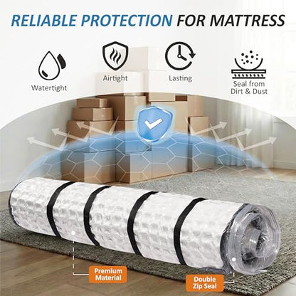 Storage Logic Foam Mattress Vacuum Bag with 4 Adjustable Packing Straps for Moving, Storage, Shipping, Vacuum Seal Mattress Bag with Packaging Straps (Queen/Full/Full-XL) - size: Queen/Full/Full-XL