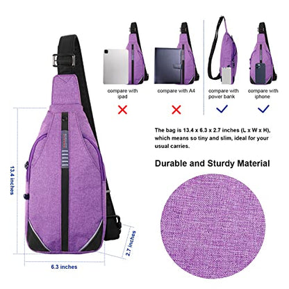 WATERFLY Tiny Crossbody Sling Backpack Anti Theft Backpack for Traveling Chest Shoulder Bag (Purple) - color: Purple (Small)