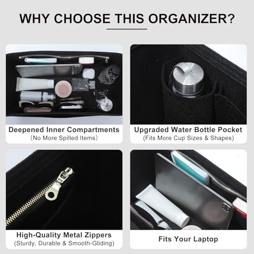 Purse Organizer Insert Compatible with Longchamp Le Pliage L Travel Bag, Black/LB - color: Black, size: L Travel Bag