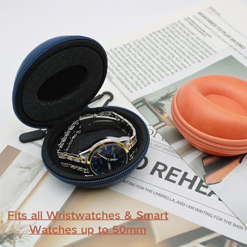 Watch Travel Case Single Storage - Fits all Wristwatches & Smart Watches up to 50mm Watch Travel Box Organizer and Display for Men and Women(BLUE) - color: PU-BLUE