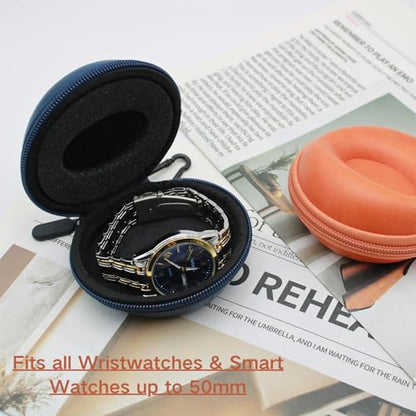 Watch Travel Case Single Storage - Fits all Wristwatches & Smart Watches up to 50mm Watch Travel Box Organizer and Display for Men and Women(BLUE) - color: PU-BLUE