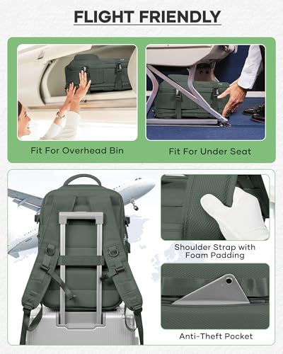 coofay Vacuum Backpack Travel with Pump Travel Backpack with Vacuum System Compression Backpacks for Traveling Easyvacpack Vacpack Backpacks Carry on Luggage - color: Olive Green, size: Extended-with Pump