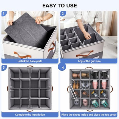 Dayacoco 2 Pack Shoe Organizer for Closet, Fits Up to 16-32 Pairs, Foldable Shoe Storage Organizer, Shoe Containers with Clear Cover, Large Shoe Boxes Boot Storage, Adjustable Dividers