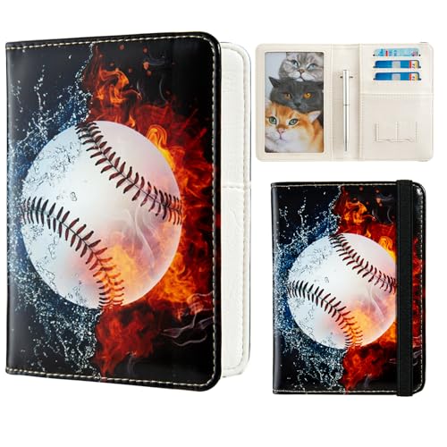 AIRMORS passport Holder,Rfid Blocking Travel Wallet Credit Card Case Cute Passport cover for Women/Men,Boys Girls Travel Essentials (Baseball) - color: Baseball