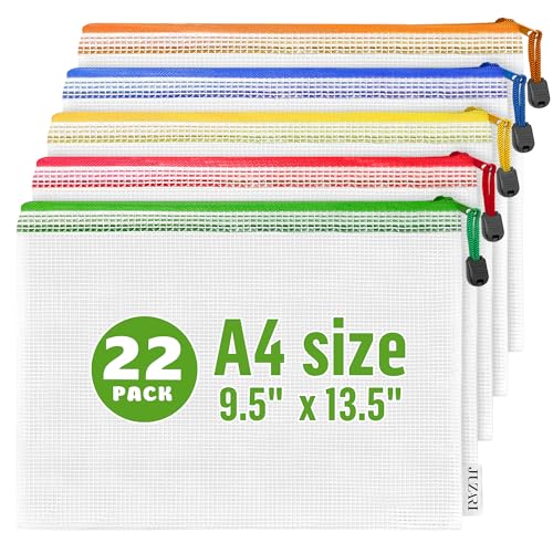 22 Pack Mesh Zipper Pouch Bags 9x13 inch - Clear Mesh Bags Letter Size - Plastic Zipper Pouches - Game Bags - Zip Bags - Board Game Storage - Puzzle Storage - Pouch for Organizing - size: 22 Pack A4