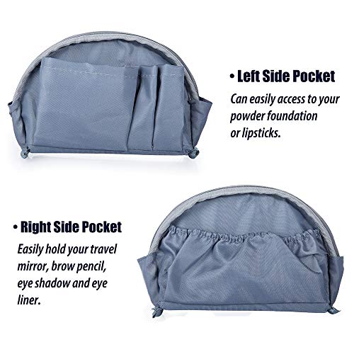 Hekyip Half Moon Cosmetic Beauty Bag for Purse Travel Handy Makeup Pouch for Women Girls (Grey-blue) - color: Grey-blue