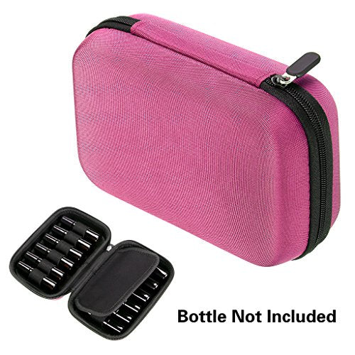 Hipiwe Hard Shell Essential Oil Carrying Case Holds 12 Bottles (Can hold 5ml, 10ml, &10ml Rollers) Travel Size Essential Oils Bag Organizer (Pink) - color: Pink