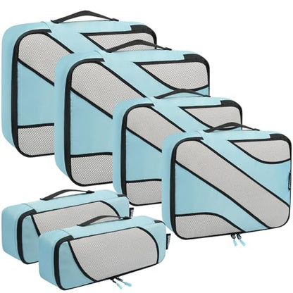 BAGAIL 6 Set Packing Cubes,Travel Luggage Packing Organizers - color: The Dusty Blue, style: 6 Set