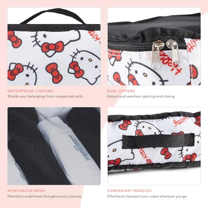 Sanrio's Hello Kitty Packing Cubes - 5 Piece Packing Cube Bags - Travel Essentials - Suitcase Luggage Organizer Set - Hello Kitty and Friends, My Melody, Kerromi, Kerropi, Badtz-Maru (Hello Kitty) - color: White