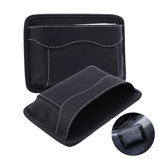 BetterJonny 2 Pcs Car Side Pocket Organizer, PU Leather Car Seat Side Storage Pocket Multifunctional Auto Console Side Storage Bag for Car Interior Organizer