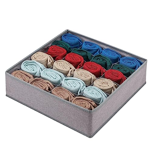 Foldable Storage Cubes Drawer Underwear Organizer Dividers， under Cabinet Organizer 24-Cell Fabric Storage Boxes for Lingerie,Socks,Ties （Grey） - color: Grey