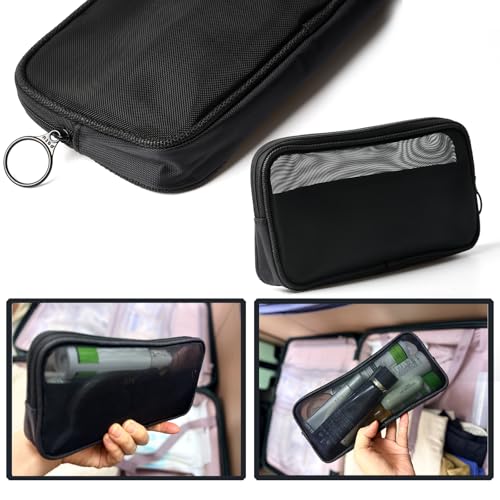 Patu Mesh Travel Toiletry Bag, Transparent Standing Pouch, Portable Shaving Washing Kits Organizer, Personal Care Trip Case, Pack of 2 (Size M), Black - size: Medium (Pack of 2)