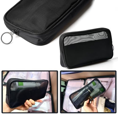Patu Mesh Travel Toiletry Bag, Transparent Standing Pouch, Portable Shaving Washing Kits Organizer, Personal Care Trip Case, Pack of 2 (Size M), Black - size: Medium (Pack of 2)