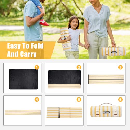 G GOOD GAIN Picnic Blankets Waterproof - Extra Large Outdoor Blanket Sand Free Foldable with Carry Strap for Beach, Camping, Park Grass, Hiking, Travel, Concerts, Indoor(Bumblebee) - color: Bumblebee Yellow