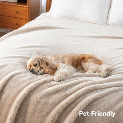 Berkshire Blanket Classic Extra-Fluffy Plush Twin Size Bed Blanket, Soft Fuzzy Long Hair for Couch Sofa, Chino Khaki, 60x92 Inches - color: Chino, size: Twin/Twin XL