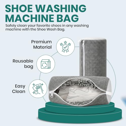 2 Pack Heavy Duty Shoe Wash Bags, 440g Reusable Sneaker Laundry Bags with Auto-Lock Zipper for Sneakers, Slippers & Boots – New2026 - color: Grey