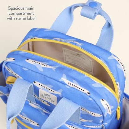 Itzy Ritzy Toddler Backpack - Daycare Bag - Features Adjustable Shoulder Straps, 2 Side Pockets & Spacious Interior with Wipeable Fabric Lining & Name Label, Airplane - color: Airplane