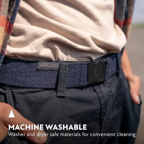 Arcade The Original Unisex Adventure Belt, Heavy Duty Elastic Webbing, Non-Metal Travel Friendly Buckle - color: Medium Brown