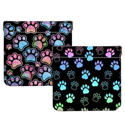 2Pcs PU Leather Small Squeeze Coin Purse Pouch Mini coin Bag Unique And Cute Wallet Cosmetic Bags Change Bag For Women Girls Men Dog Paw Pattern - color: Dog Paw Pattern