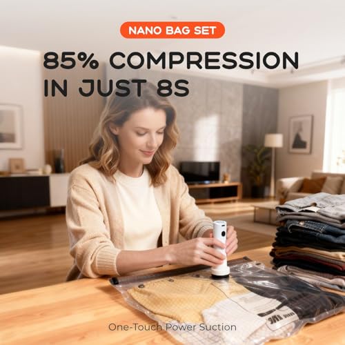 Vacuum Bags for Clothing with Rechargeable Air Pump, 10 Pack Vacuum Seal Bags for Travel, Space Saver Bags for Luggage and Suitcases, Compression Packing Bags in Multiple Travel Size - size: 10 Combo+Pump