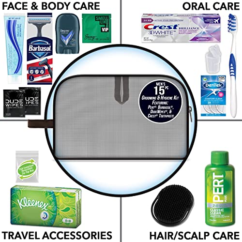 Convenience Kits International Men’s Premium 15-Piece Assembled Travel Kit Featuring: Gillette and Barbasol Shave Products - size: 15-Piece