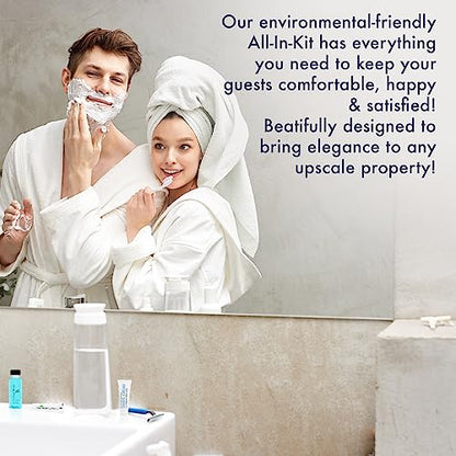 Personal Care Travel Toiletries | 1-Shoppe Amenities Kit | Travel Shaving Set, Toothbrush & Paste, Mouthwash, Makeup Wipes, Swabs, Nail File & Sewing Kit | 75 Pieces