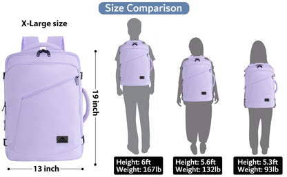 MATEIN Carry on Backpack for Women, 40L Heavy Duty Travel Backpack Airplane Approved, Expandable Simple Fashion Daypack, Frequent Traveler Gifts, Light Purple - color: Light Purple, size: X-Large