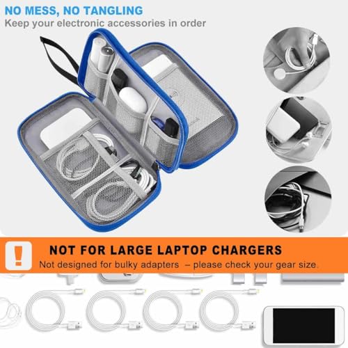 ZINMARK Portable Cable Organizer Case,Travel Pouch with Double-Layer Storage for Cables,Chargers,Earbuds & Phone,Black Blue– Small Size - color: Black Blue