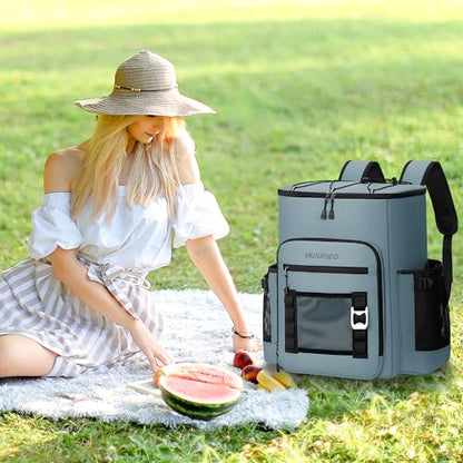 Hulongo Cooler Backpack, 30L Insulated Leakproof Soft Cooler Bag for 52 Cans, Lightweight Backpack for Beach, Picnic, Camping, Hiking, Fishing and Travel - color: Light Blue