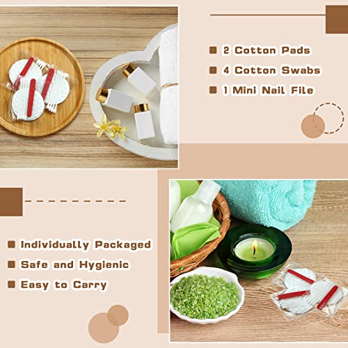 Tondiamo 100 Set Hotel Vanity Kit Individually Wrapped Hotel Amenities Disposable Travel Size Hospitality Supplies, Include Cotton Pads, Cotton Swabs, Nail File for Motels Makeup Toiletry Shelter